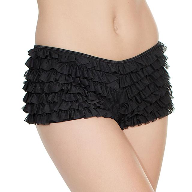 フリル&バックリボン付き キュートなフリフリショーツ ブラック < 女性ファッション  フリル&バックリボン付き キュートなフリフリショーツ ブラック < 女性ファッションの