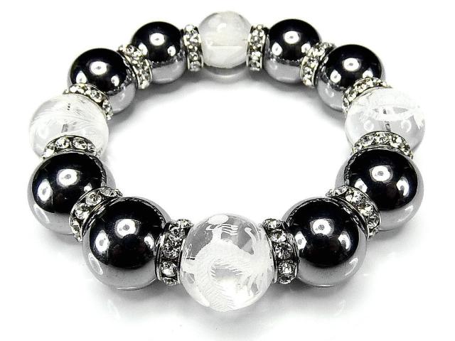 テラヘルツ水晶四神手彫り18mm超大天然石数珠ブレスレット < 男性アクセサリー/時計  テラヘルツ水晶四神手彫り18mm超大天然石数珠ブレスレット  < 男性アクセサリー/時計の