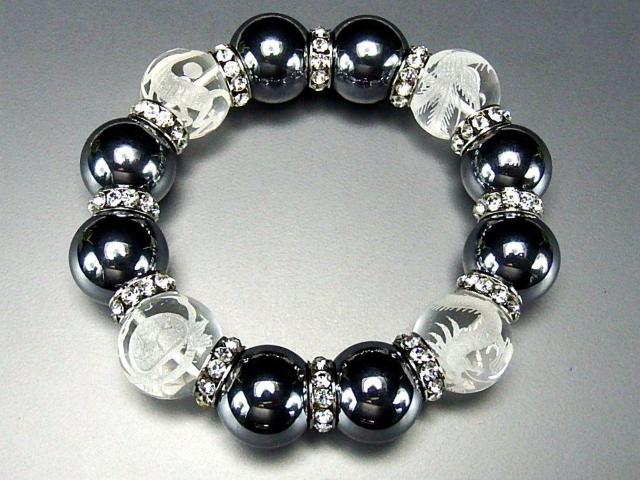 テラヘルツ水晶四神手彫り18mm超大天然石数珠ブレスレット < 男性アクセサリー/時計  テラヘルツ水晶四神手彫り18mm超大天然石数珠ブレスレット < 男性アクセサリー/時計の