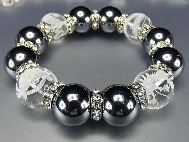 テラヘルツ水晶四神手彫り18mm超大天然石数珠ブレスレット < 男性アクセサリー/時計  テラヘルツ水晶四神手彫り18mm超大天然石数珠ブレスレット < 男性アクセサリー/時計の