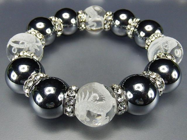 テラヘルツ水晶四神手彫り18mm超大天然石数珠ブレスレット < 男性アクセサリー/時計  テラヘルツ水晶四神手彫り18mm超大天然石数珠ブレスレット < 男性アクセサリー/時計の