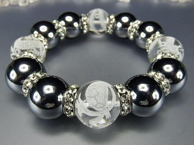 テラヘルツ水晶四神手彫り18mm超大天然石数珠ブレスレット < 男性アクセサリー/時計  テラヘルツ水晶四神手彫り18mm超大天然石数珠ブレスレット < 男性アクセサリー/時計の