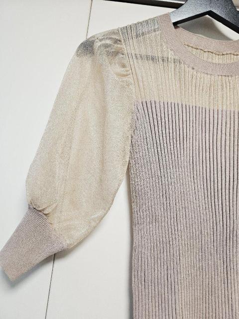 LAGUNAMOON シアー切り替えニットプルオーバー ベージュ F < ブランド LAGUNAMOON シアー切り替えニットプルオーバー ベージュ F < ブランドの
