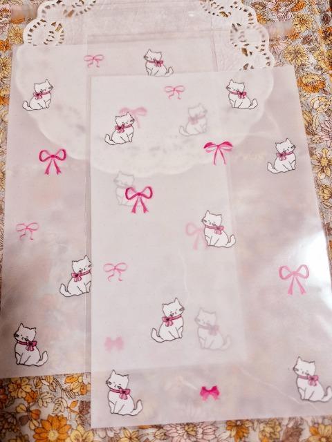 お裾分け☆猫とりぼんのラッピングバック2枚☆ < インテリア/ライフ お裾分け☆猫とりぼんのラッピングバック2枚☆ < インテリア/ライフの