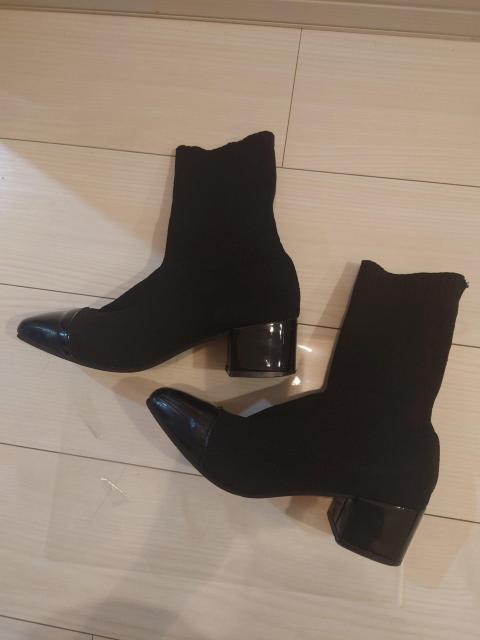 ソックスブーツ ブラック サイズS ヒール高さ5cm < 女性ファッション ソックスブーツ ブラック サイズS ヒール高さ5cm < 女性ファッションの