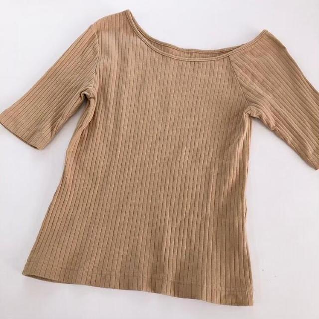 ◆GU/ジーユー◆リブドロップショルダーT(半袖)★ブラウンM*春〜秋までOK♪ < ブランド ◆GU/ジーユー◆リブドロップショルダーT(半袖)★ブラウンM*春〜秋までOK♪ < ブランドの