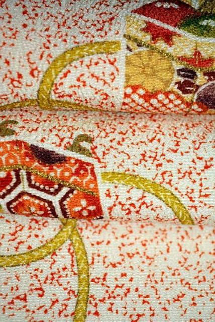 小紋 中古 着物 送料無料 身丈159.5cm 裄丈64.5cm 最高級 新品同様 縮緬 ろうけつ染め 貝桶花文 正絹 T3585 < 女性ファッション  小紋 中古 着物 送料無料 身丈159.5cm 裄丈64.5cm 最高級 新品同様 縮緬 ろうけつ染め 貝桶花文 正絹 T3585 < 女性ファッションの