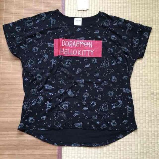 ハローキティ×ドラえもん・宇宙柄ドルマン袖カットソー黒L < 女性ファッション ハローキティ×ドラえもん・宇宙柄ドルマン袖カットソー黒L < 女性ファッションの