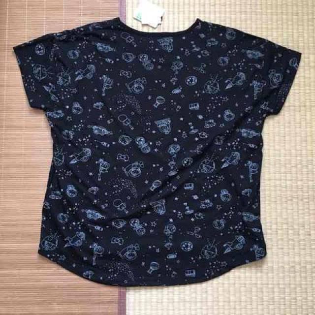 ハローキティ×ドラえもん・宇宙柄ドルマン袖カットソー黒L < 女性ファッション ハローキティ×ドラえもん・宇宙柄ドルマン袖カットソー黒L < 女性ファッションの