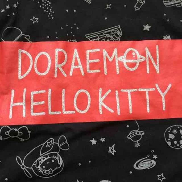ハローキティ×ドラえもん・宇宙柄ドルマン袖カットソー黒L < 女性ファッション ハローキティ×ドラえもん・宇宙柄ドルマン袖カットソー黒L < 女性ファッションの