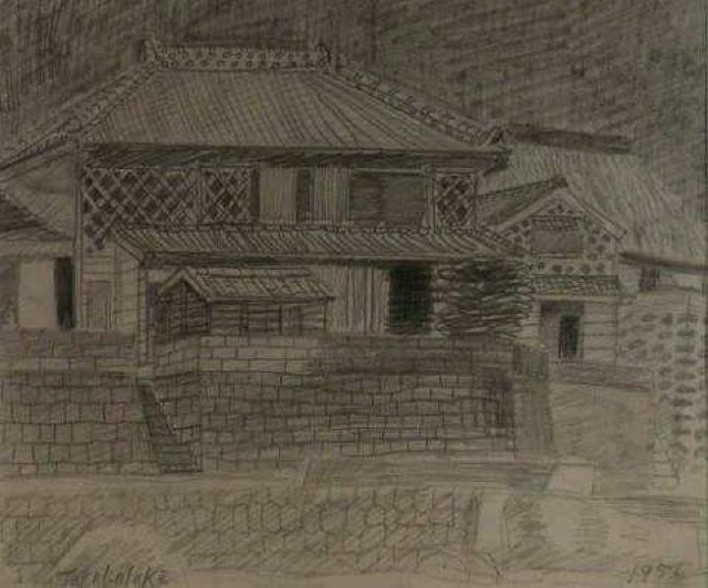 絵画 鉛筆画 高畠達四郎『海鼠壁の家』真作保証 < ホビー 絵画 鉛筆画 高畠達四郎『海鼠壁の家』真作保証 < ホビーの