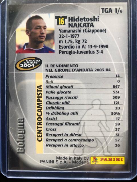 2004カルチョPANINI/TGA1/6・BOLOGNA・中田英寿インサ−トカ−ド < トレーディングカード  2004カルチョPANINI/TGA1/6・BOLOGNA・中田英寿インサ−トカ−ド < トレーディングカードの
