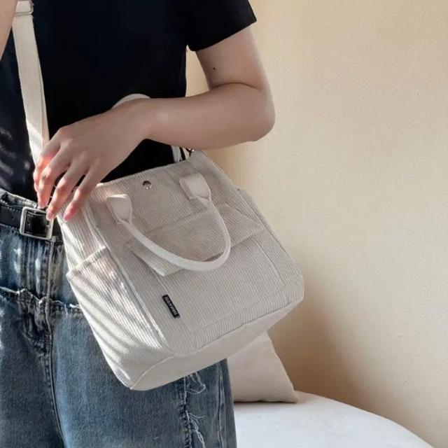 爆ヤス価格1390円★コーデュロイショルダートートバッグ 多ポケット付き - ソリッドカラー ハンドバッグ マグネットクローズ < 女性ファッション  爆ヤス価格1390円★コーデュロイショルダートートバッグ 多ポケット付き - ソリッドカラー ハンドバッグ マグネットクローズ  < 女性ファッションの