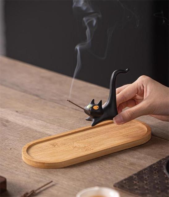 陶器の猫 線香差し 焚香スタンド 猫形態 線香立て ユニークデザイン < インテリア/ライフ 陶器の猫 線香差し 焚香スタンド 猫形態 線香立て ユニークデザイン < インテリア/ライフの