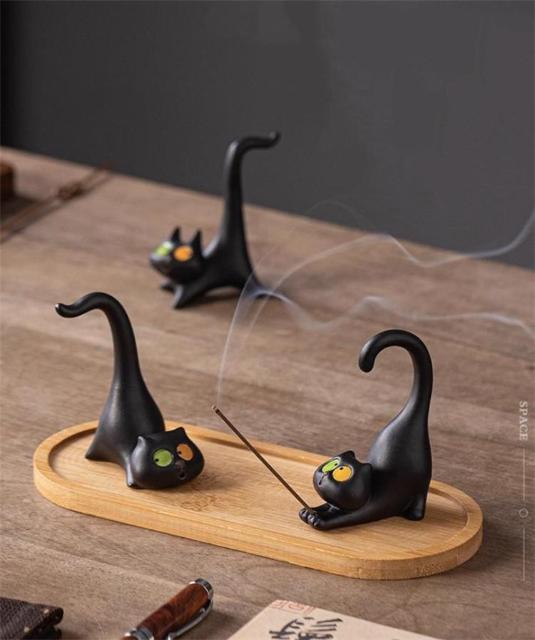 陶器の猫 線香差し 焚香スタンド 猫形態 線香立て ユニークデザイン < インテリア/ライフ 陶器の猫 線香差し 焚香スタンド 猫形態 線香立て ユニークデザイン < インテリア/ライフの