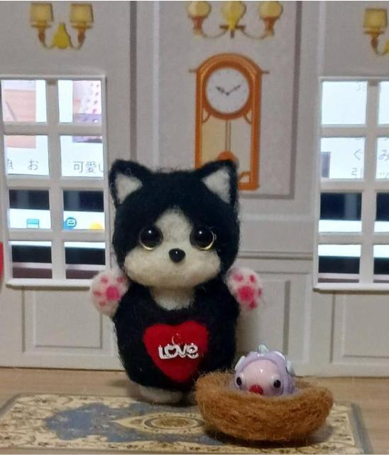 羊毛フェルト love♥のハムスターとハチ猫ちゃん(お魚付き) 2点 < ペット/手芸/園芸 羊毛フェルト love♥のハムスターとハチ猫ちゃん(お魚付き) 2点 < ペット/手芸/園芸の