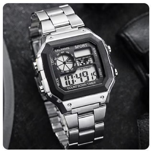 送料無料 未使用品 シルバー メンズ腕時計 デジタル クロノグラフ ミリタリー時計 スポーツ カレンダー 90 < 男性アクセサリー/時計 送料無料 未使用品 シルバー メンズ腕時計 デジタル クロノグラフ ミリタリー時計 スポーツ カレンダー 90 < 男性アクセサリー/時計の