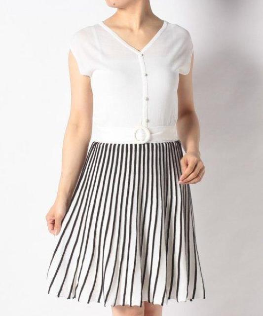 新品☆プライムパターン*フレンチスリーブ配色ニットワンピ < ブランド  新品☆プライムパターン*フレンチスリーブ配色ニットワンピ < ブランドの