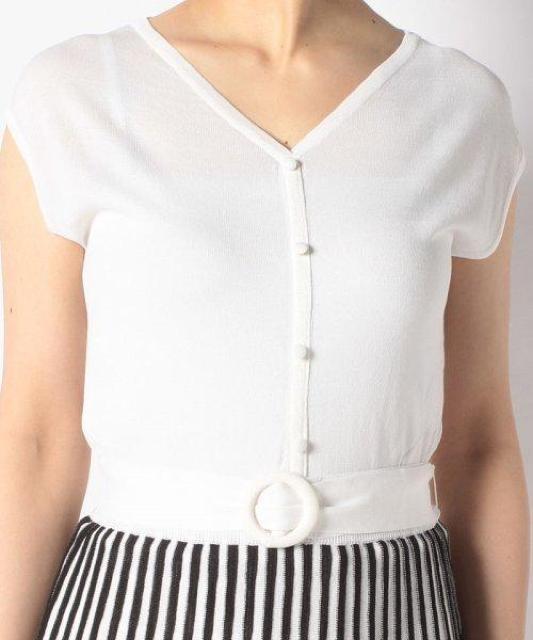 新品☆プライムパターン*フレンチスリーブ配色ニットワンピ < ブランド  新品☆プライムパターン*フレンチスリーブ配色ニットワンピ < ブランドの