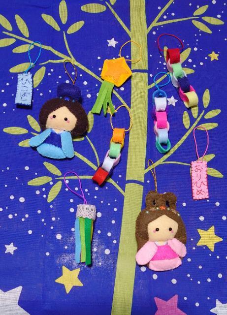 【定形外送料無料】ハンドメイド♪フェルト七夕飾り☆ミ★織姫彦星セットA(9点)★ < ペット/手芸/園芸  【定形外送料無料】ハンドメイド♪フェルト七夕飾り☆ミ★織姫彦星セットA(9点)★  < ペット/手芸/園芸の