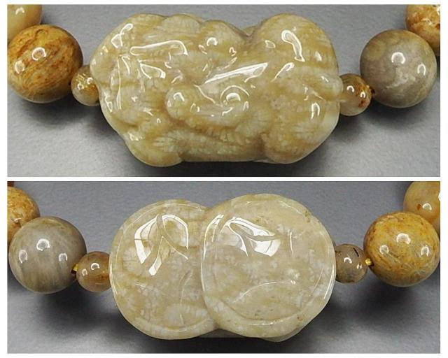 特注品逸品天然石菊花石手彫りヒキュウ10mmブレスレットオリジナル < 男性アクセサリー/時計  特注品逸品天然石菊花石手彫りヒキュウ10mmブレスレットオリジナル < 男性アクセサリー/時計の