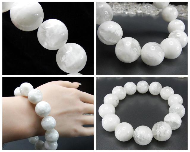 逸品一点物スノーファントムクォーツ超大玉約17mm天然石ブレスレット数珠 < 女性アクセサリー/時計  逸品一点物スノーファントムクォーツ超大玉約17mm天然石ブレスレット数珠 < 女性アクセサリー/時計の