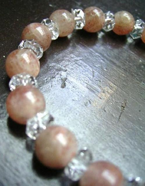 ☆即決☆サンストーンxカット水晶ブレスレット < 女性アクセサリー/時計 ☆即決☆サンストーンxカット水晶ブレスレット < 女性アクセサリー/時計の