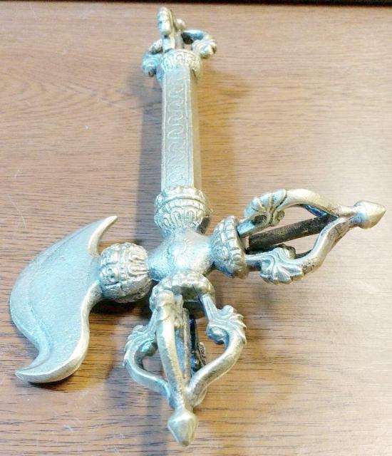 チベット密教法具 カルタリ ドルジェ 長さ20cm ヴァジュラ < インテリア/ライフ  チベット密教法具 カルタリ ドルジェ 長さ20cm ヴァジュラ < インテリア/ライフの