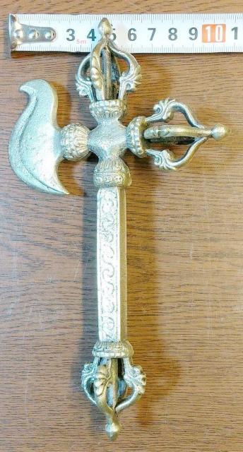 チベット密教法具 カルタリ ドルジェ 長さ20cm ヴァジュラ < インテリア/ライフ  チベット密教法具 カルタリ ドルジェ 長さ20cm ヴァジュラ < インテリア/ライフの