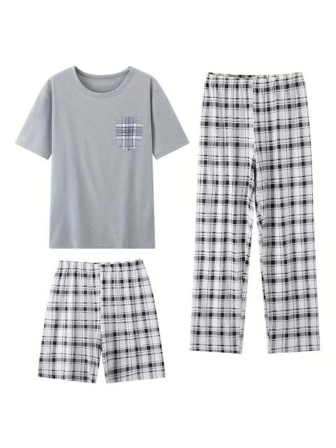 爆ヤス価格1990円★3枚セットのメンズ夏用軽量パジャマセット - 半袖&ショーツ3枚セット USAサイズM(日本サイズXL)紺 < 男性ファッション 爆ヤス価格1990円★3枚セットのメンズ夏用軽量パジャマセット - 半袖&ショーツ3枚セット USAサイズM(日本サイズXL)紺 < 男性ファッションの