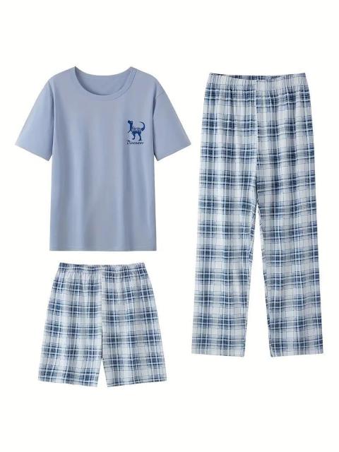 爆ヤス価格1990円★3枚セットのメンズ夏用軽量パジャマセット - 半袖&ショーツ3枚セット USAサイズM(日本サイズXL)紺 < 男性ファッション 爆ヤス価格1990円★3枚セットのメンズ夏用軽量パジャマセット - 半袖&ショーツ3枚セット USAサイズM(日本サイズXL)紺 < 男性ファッションの