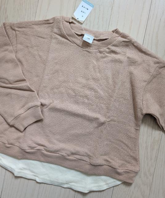 120★+one more★重ね着風トレーナー★ベージュ★新品★送料無料 < キッズ/ベビー  120★+one more★重ね着風トレーナー★ベージュ★新品★送料無料 < キッズ/ベビーの