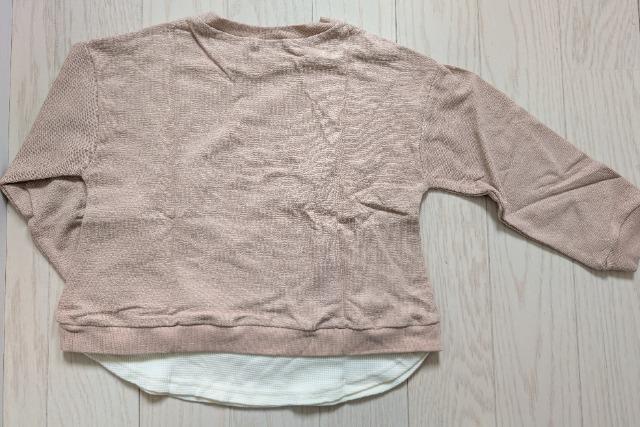 120★+one more★重ね着風トレーナー★ベージュ★新品★送料無料 < キッズ/ベビー  120★+one more★重ね着風トレーナー★ベージュ★新品★送料無料 < キッズ/ベビーの