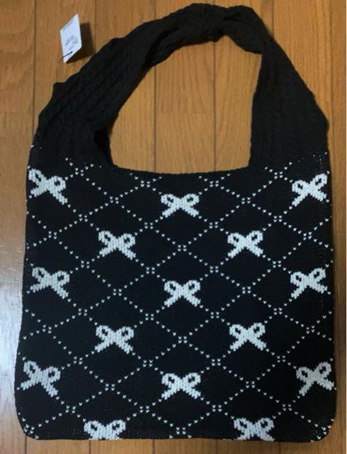 新品 ニット バッグ 柄 模様 リボン 可愛い 黒 ブラック レディース サブバッグ エコバッグ < 女性ファッション 新品 ニット バッグ 柄 模様 リボン 可愛い 黒 ブラック レディース サブバッグ エコバッグ < 女性ファッションの