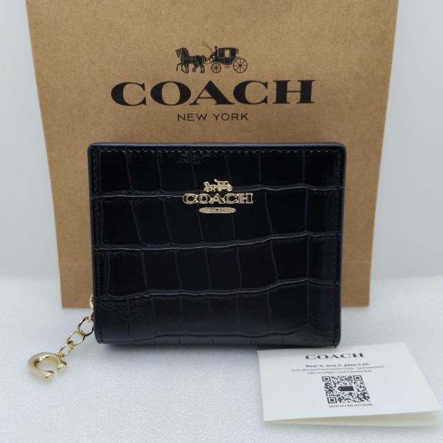 新品COACH 二つ折り財布 クロコダイル柄型押しレザー スナップウォレット < ブランド 新品COACH 二つ折り財布 クロコダイル柄型押しレザー スナップウォレット < ブランドの