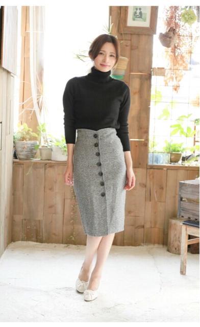 期間限定SALE●スタイルUP●フロントボタン ペンシルスカート●グレー < 女性ファッション  期間限定SALE●スタイルUP●フロントボタン ペンシルスカート●グレー < 女性ファッションの