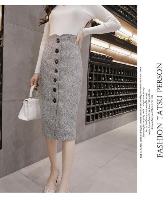 期間限定SALE●スタイルUP●フロントボタン ペンシルスカート●グレー < 女性ファッション  期間限定SALE●スタイルUP●フロントボタン ペンシルスカート●グレー < 女性ファッションの