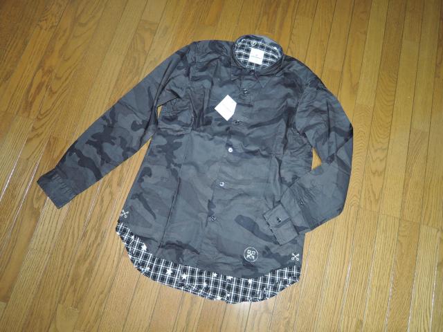 新品 uniform experiment DOUBLE LAYERD SHIRT 1 迷彩 チェック柄 レイヤード シャツ < ブランド 新品 uniform experiment DOUBLE LAYERD SHIRT 1 迷彩 チェック柄 レイヤード シャツ < ブランドの