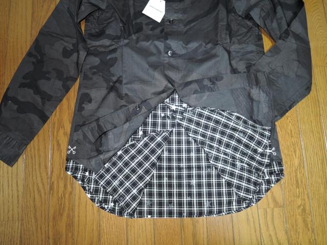 新品 uniform experiment DOUBLE LAYERD SHIRT 1 迷彩 チェック柄 レイヤード シャツ < ブランド 新品 uniform experiment DOUBLE LAYERD SHIRT 1 迷彩 チェック柄 レイヤード シャツ < ブランドの