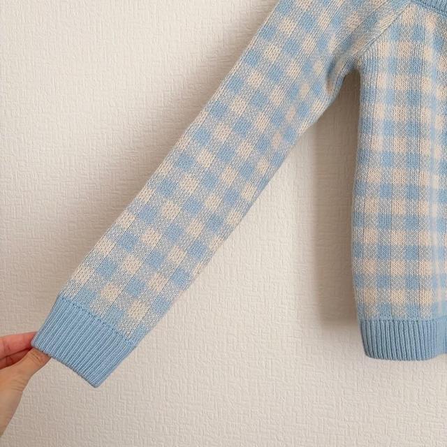 ◆moussy/マウジー◆ギンガムチェック柄ニット★水色F*秋コーデ♪美品 < ブランド  ◆moussy/マウジー◆ギンガムチェック柄ニット★水色F*秋コーデ♪美品 < ブランドの