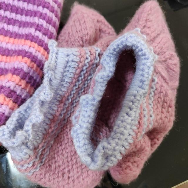 ハンドメイド ニット靴下 紫とオレンジ ストライプ < ペット/手芸/園芸 ハンドメイド ニット靴下 紫とオレンジ ストライプ < ペット/手芸/園芸の