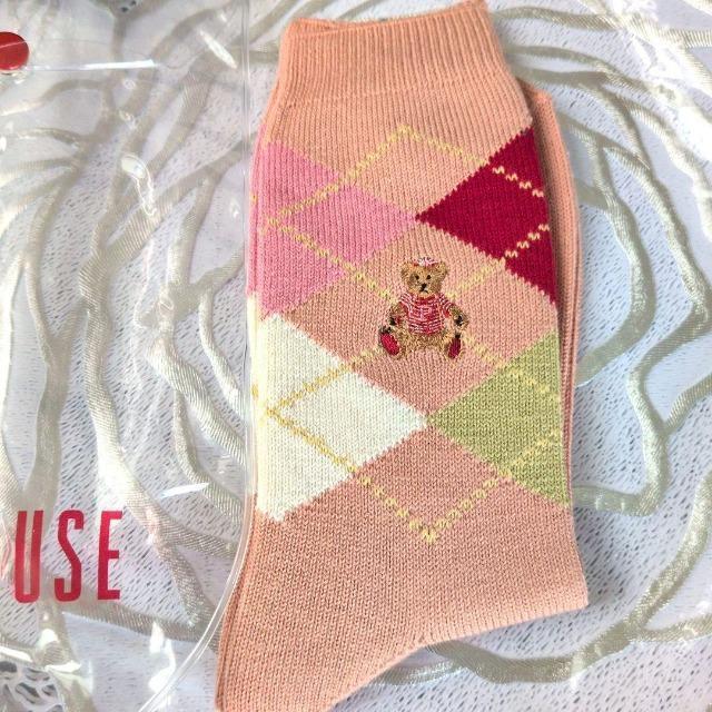 PINK HOUSE■ピンクハウス■靴下/ソックス●アーガイル●クマちゃん刺繍■ピンク■稀少品■レア品 < ブランド PINK HOUSE■ピンクハウス■靴下/ソックス●アーガイル●クマちゃん刺繍■ピンク■稀少品■レア品 < ブランドの