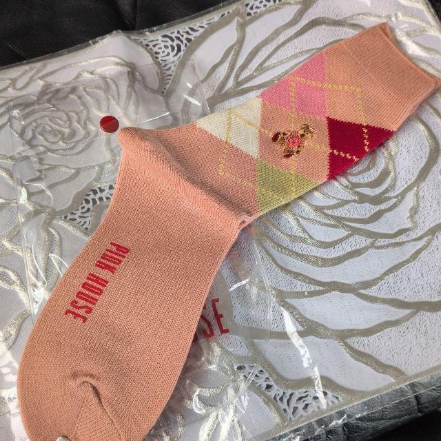 PINK HOUSE■ピンクハウス■靴下/ソックス●アーガイル●クマちゃん刺繍■ピンク■稀少品■レア品 < ブランド PINK HOUSE■ピンクハウス■靴下/ソックス●アーガイル●クマちゃん刺繍■ピンク■稀少品■レア品 < ブランドの