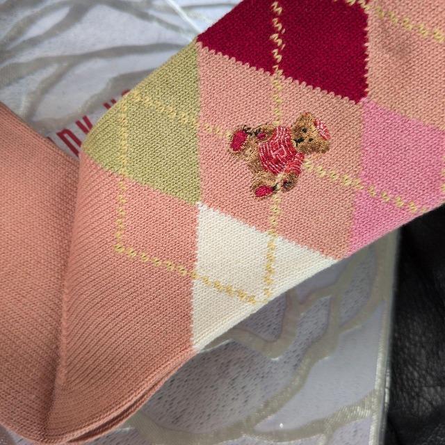 PINK HOUSE■ピンクハウス■靴下/ソックス●アーガイル●クマちゃん刺繍■ピンク■稀少品■レア品 < ブランド PINK HOUSE■ピンクハウス■靴下/ソックス●アーガイル●クマちゃん刺繍■ピンク■稀少品■レア品 < ブランドの