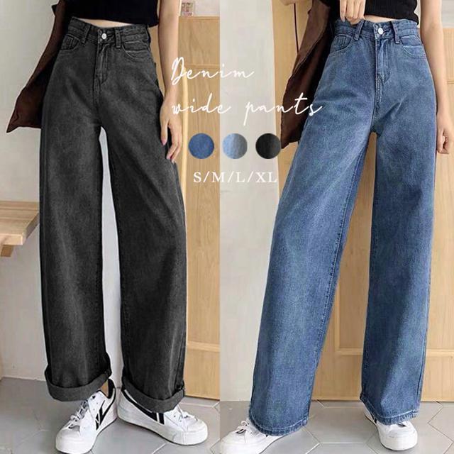 送料無料 新品 デニムワイドパンツハイウエストレディース < 女性ファッション  送料無料 新品 デニムワイドパンツハイウエストレディース  < 女性ファッションの