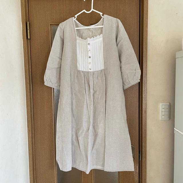 切手可 リネン ピンタック ワンピースサイズL < 女性ファッション  切手可 リネン ピンタック ワンピースサイズL  < 女性ファッションの