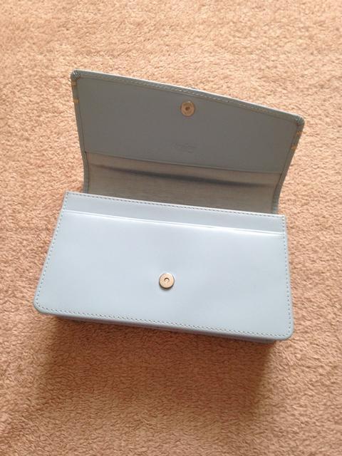 ロジエ◆ブルー レザー リボン ラインストーン メイクポーチ < 女性ファッション  ロジエ◆ブルー レザー リボン ラインストーン メイクポーチ < 女性ファッションの