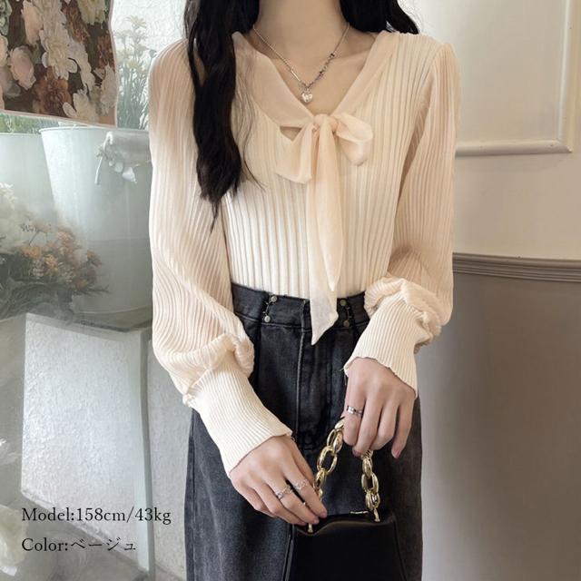 送料無料 新品 プリーツ リブニット トップス 異素材 < 女性ファッション  送料無料 新品 プリーツ リブニット トップス 異素材 < 女性ファッションの