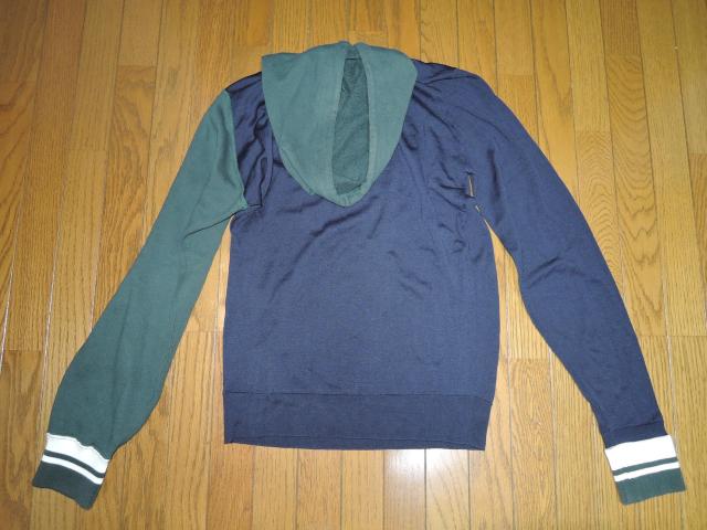 sacai サカイ × JOHN SMEDLEY ジョン スメドレー ニット切替 パーカー 1 紺緑 バイカラー 薄手 カットソー < ブランド  sacai サカイ × JOHN SMEDLEY ジョン スメドレー ニット切替 パーカー 1 紺緑 バイカラー 薄手 カットソー < ブランドの