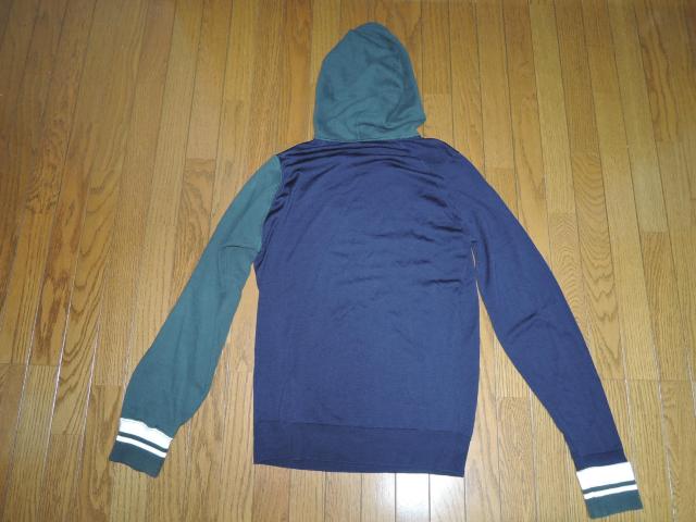 sacai サカイ × JOHN SMEDLEY ジョン スメドレー ニット切替 パーカー 1 紺緑 バイカラー 薄手 カットソー < ブランド  sacai サカイ × JOHN SMEDLEY ジョン スメドレー ニット切替 パーカー 1 紺緑 バイカラー 薄手 カットソー < ブランドの